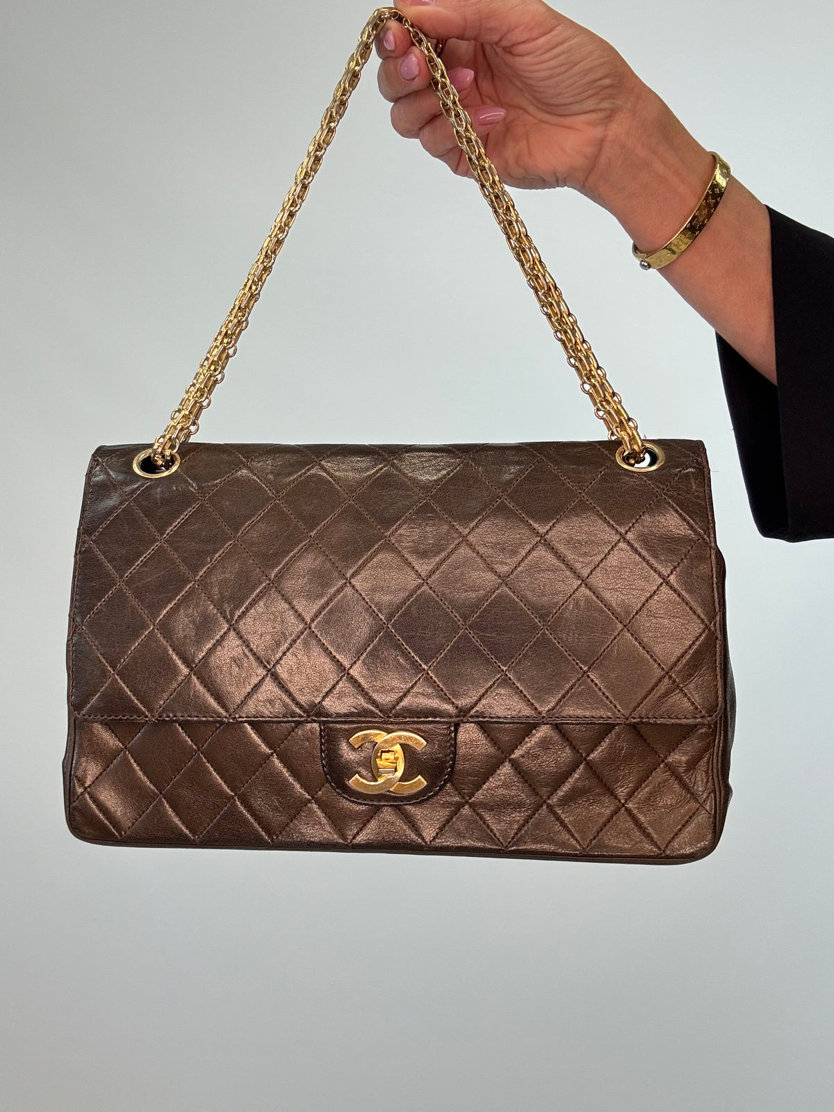 Chanel Vintage Brown Lambskin  Reissue Chain Maxi Classic Flap
