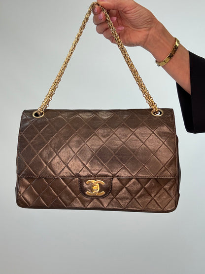 Chanel Vintage Brown Lambskin  Reissue Chain Maxi Classic Flap