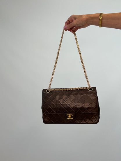 Chanel Vintage Brown Lambskin  Reissue Chain Maxi Classic Flap