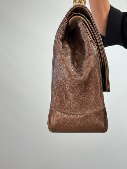 Chanel Vintage Brown Lambskin  Reissue Chain Maxi Classic Flap