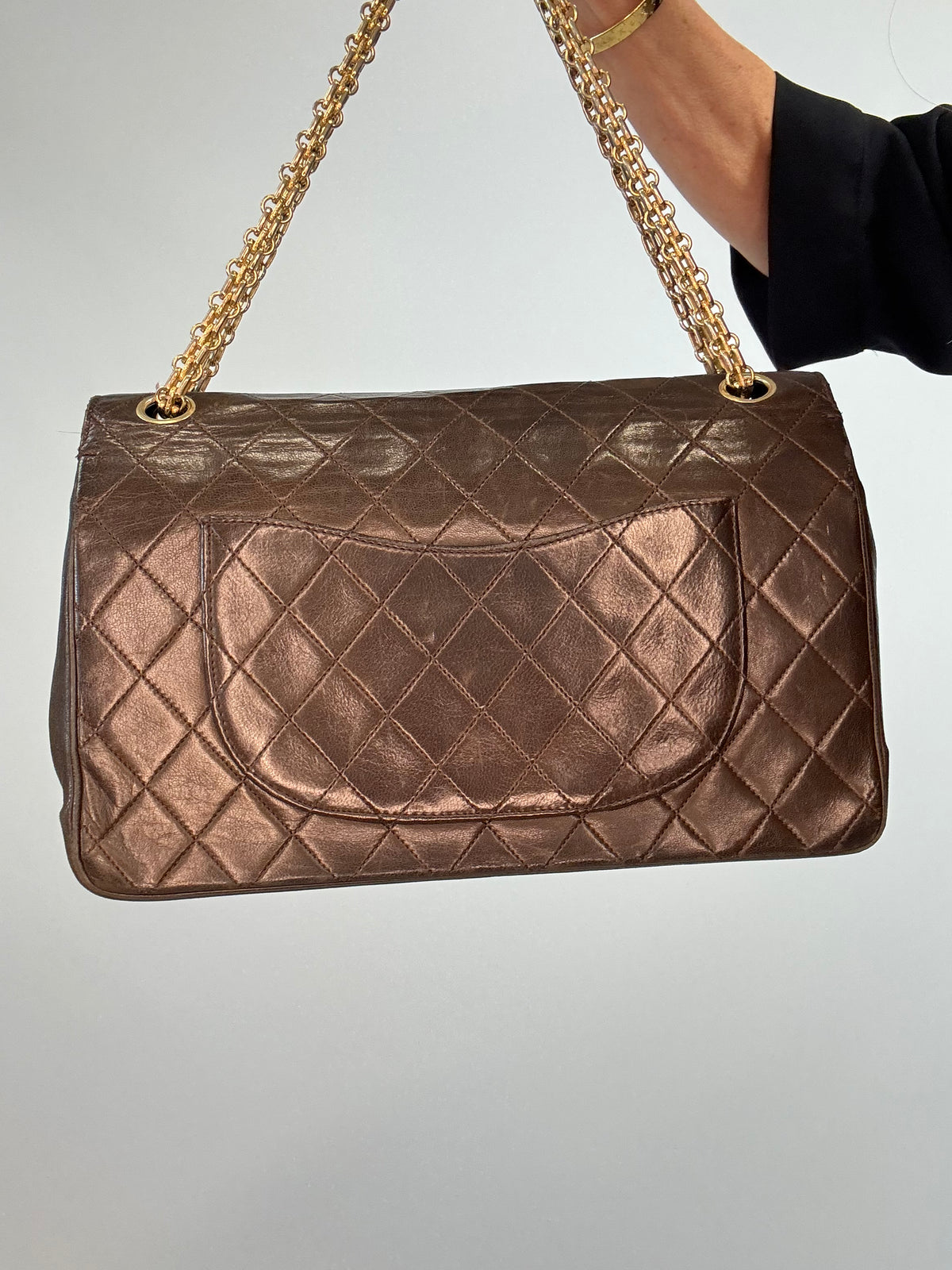 Chanel Vintage Brown Lambskin  Reissue Chain Maxi Classic Flap