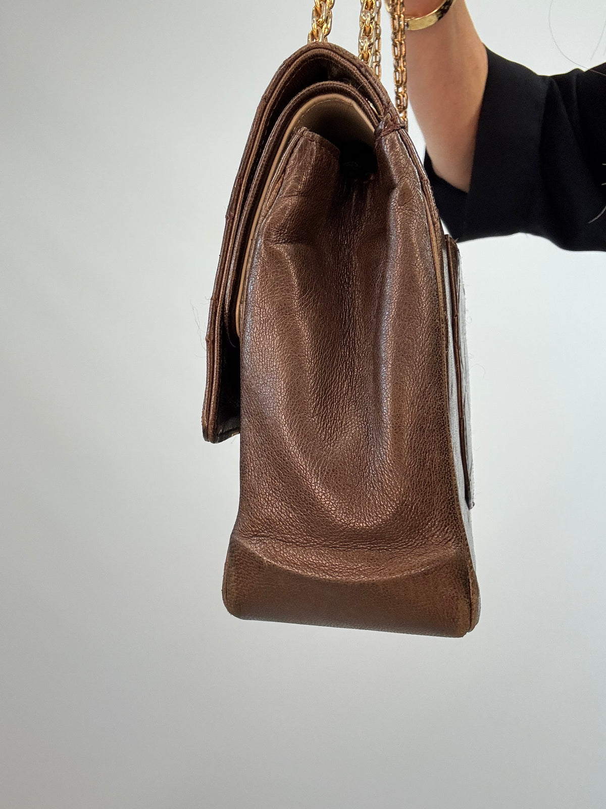 Chanel Vintage Brown Lambskin  Reissue Chain Maxi Classic Flap