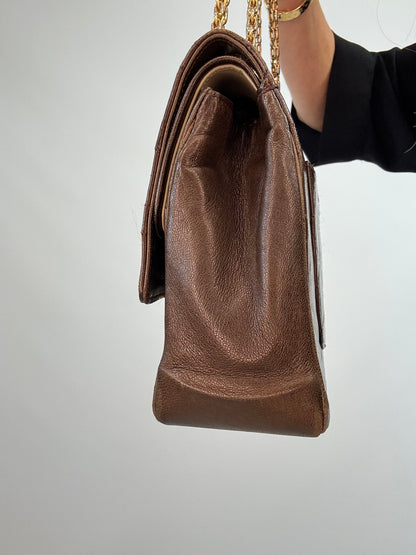 Chanel Vintage Brown Lambskin  Reissue Chain Maxi Classic Flap