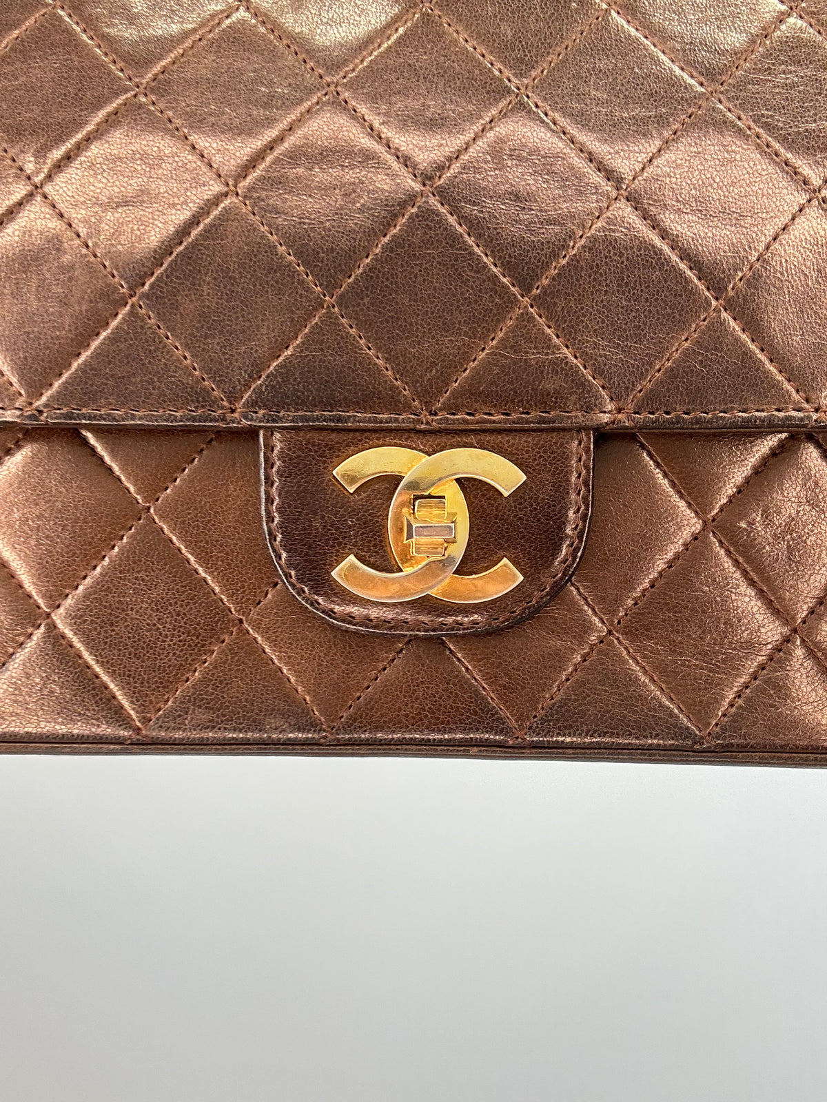 Chanel Vintage Brown Lambskin  Reissue Chain Maxi Classic Flap