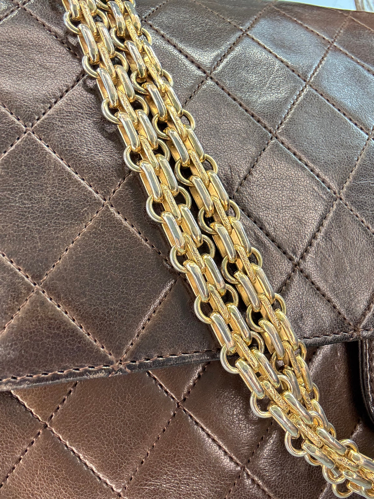 Chanel Vintage Brown Lambskin  Reissue Chain Maxi Classic Flap