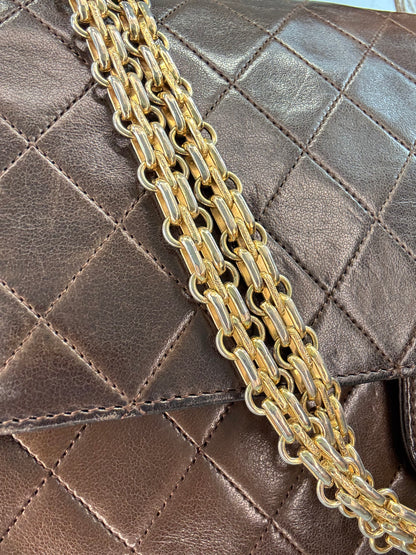 Chanel Vintage Brown Lambskin  Reissue Chain Maxi Classic Flap