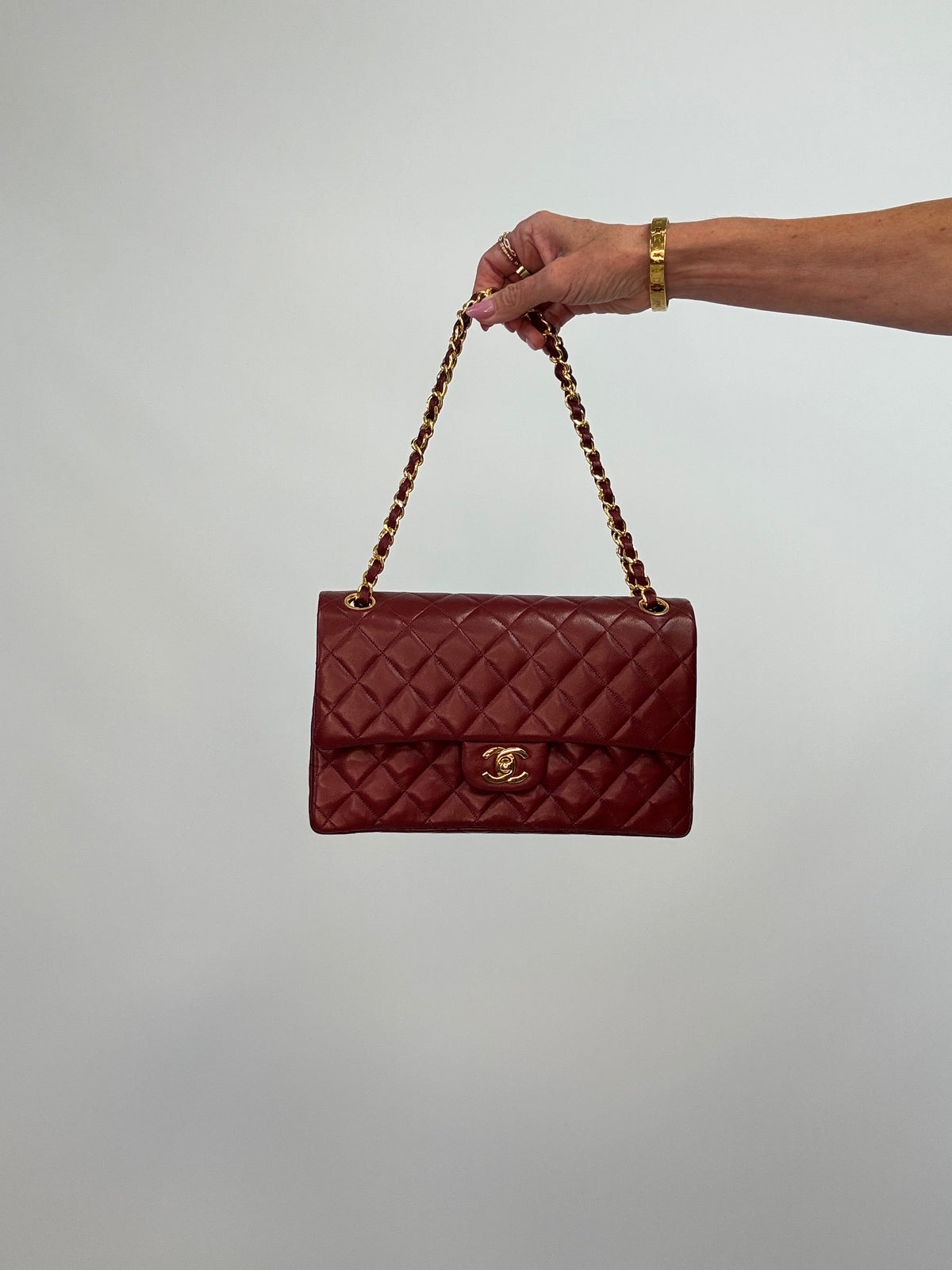 Chanel Vintage Burgundy Lambskin Medium Classic Double Flap