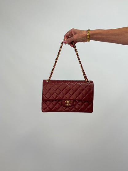 Chanel Vintage Burgundy Lambskin Medium Classic Double Flap