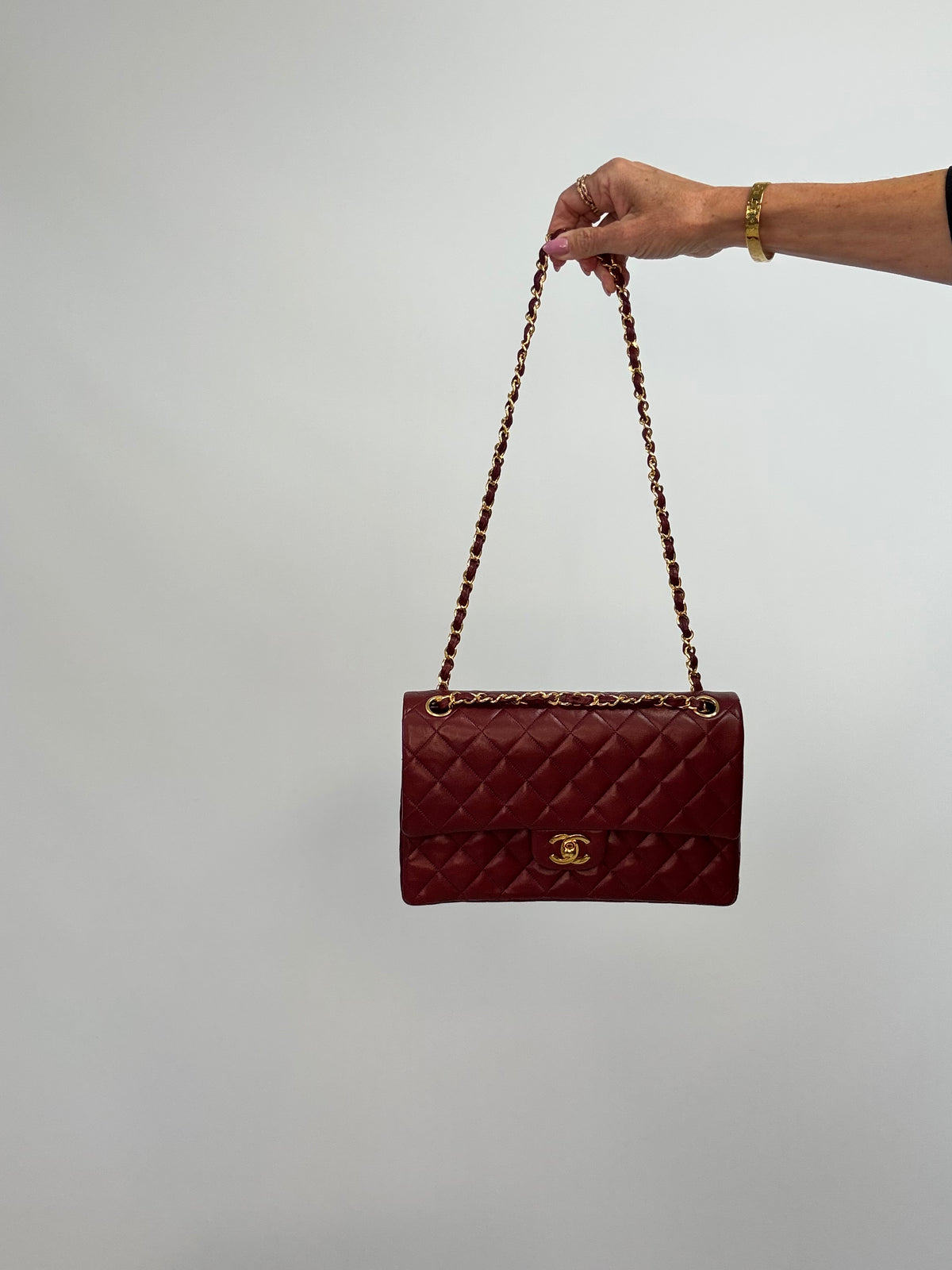 Chanel Vintage Burgundy Lambskin Medium Classic Double Flap
