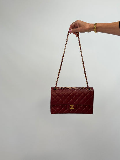 Chanel Vintage Burgundy Lambskin Medium Classic Double Flap