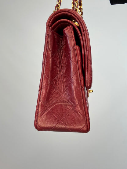 Chanel Vintage Burgundy Lambskin Medium Classic Double Flap