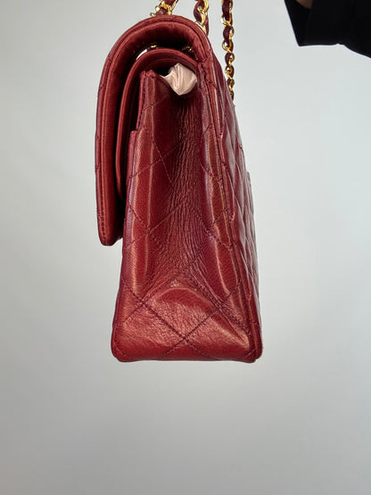 Chanel Vintage Burgundy Lambskin Medium Classic Double Flap