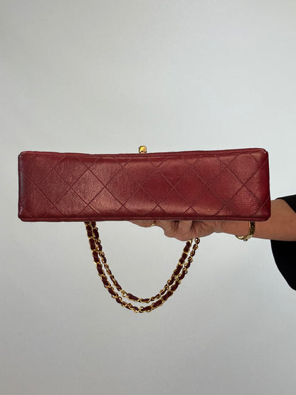 Chanel Vintage Burgundy Lambskin Medium Classic Double Flap