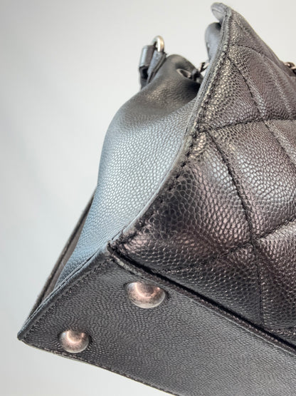 Chanel Small CC Bucket Bag – Black Caviar Leather & Silver Hardware
