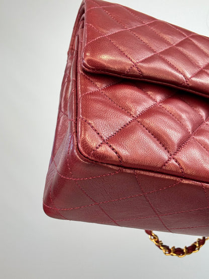 Chanel Vintage Burgundy Lambskin Medium Classic Double Flap