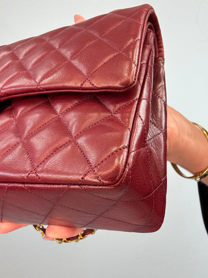 Chanel Vintage Burgundy Lambskin Medium Classic Double Flap
