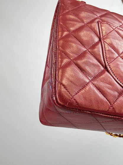 Chanel Vintage Burgundy Lambskin Medium Classic Double Flap