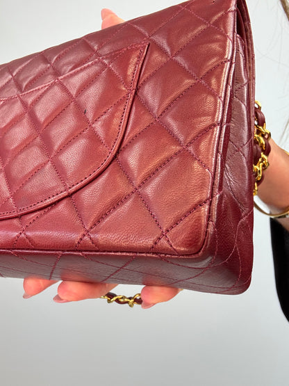 Chanel Vintage Burgundy Lambskin Medium Classic Double Flap
