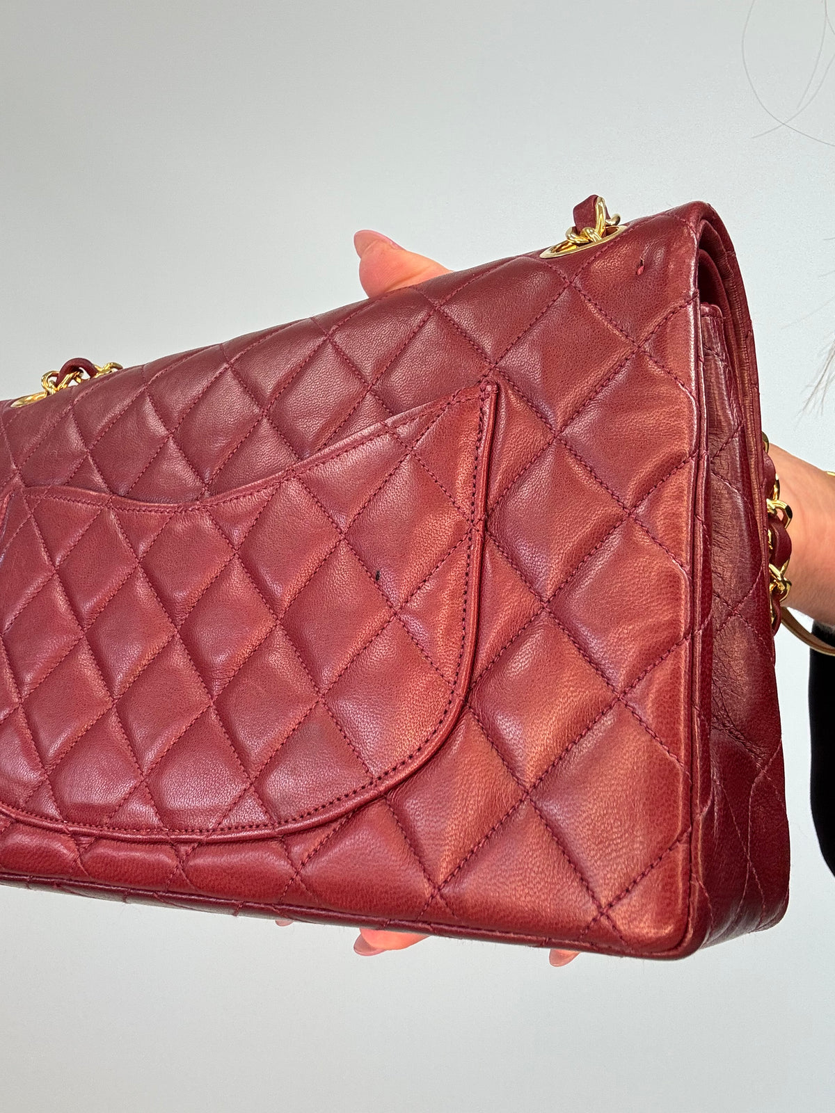 Chanel Vintage Burgundy Lambskin Medium Classic Double Flap