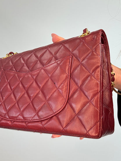 Chanel Vintage Burgundy Lambskin Medium Classic Double Flap