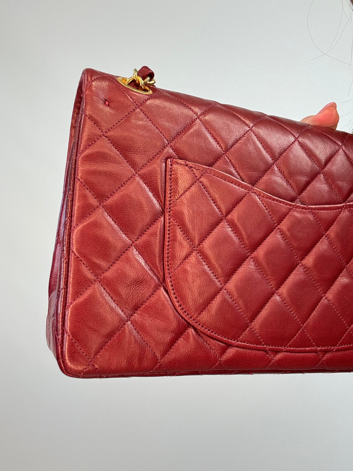 Chanel Vintage Burgundy Lambskin Medium Classic Double Flap