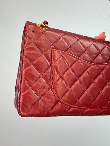 Chanel Vintage Burgundy Lambskin Medium Classic Double Flap