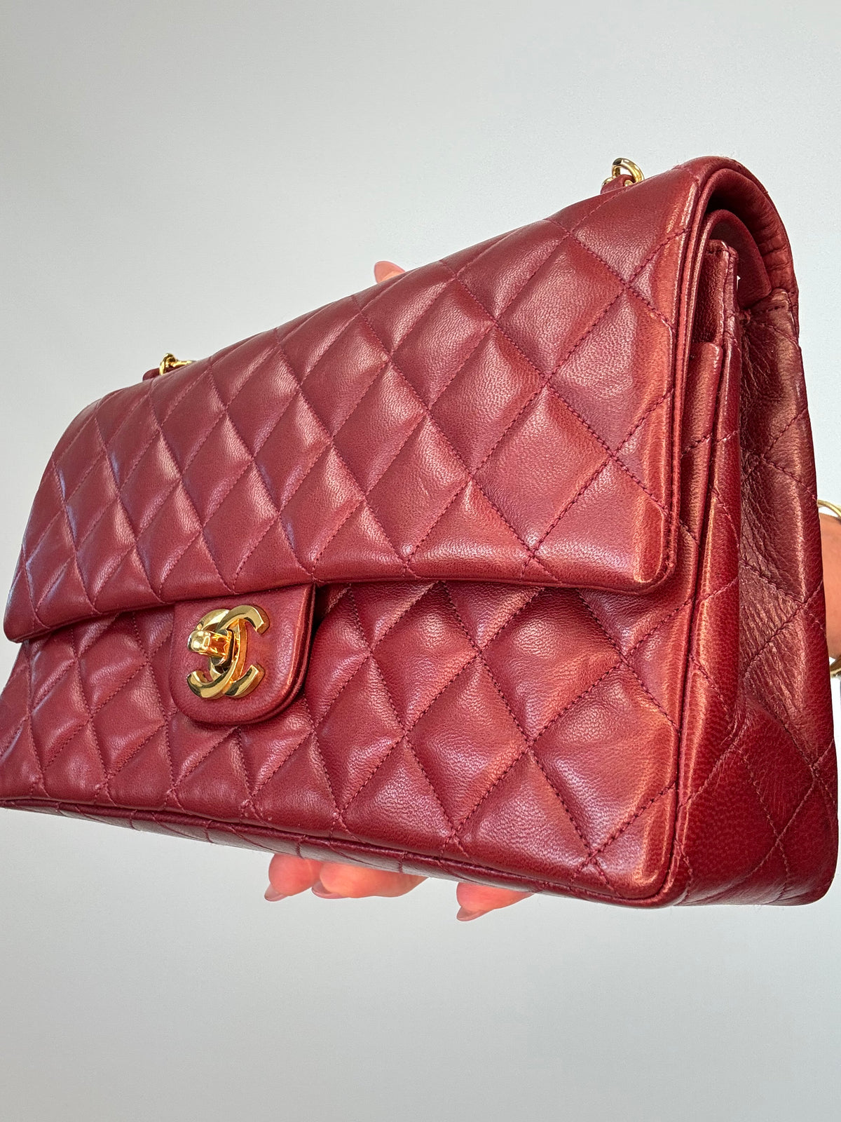 Chanel Vintage Burgundy Lambskin Medium Classic Double Flap