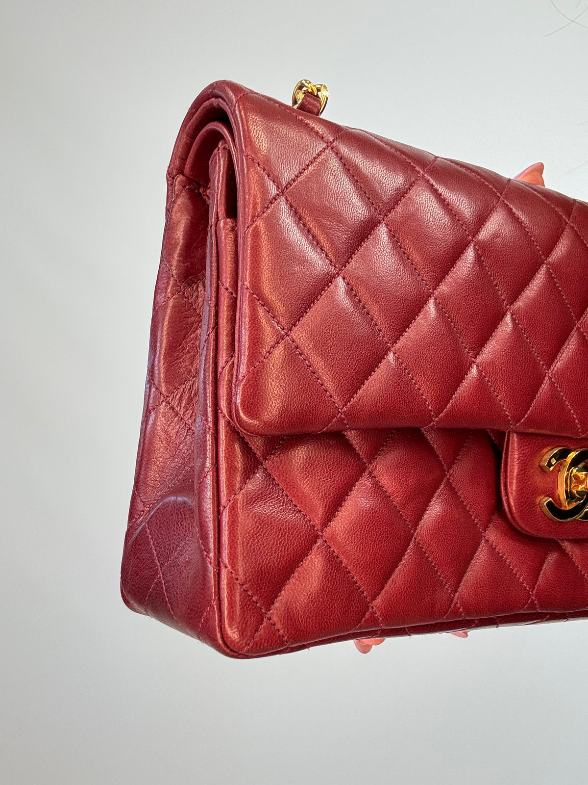 Chanel Vintage Burgundy Lambskin Medium Classic Double Flap