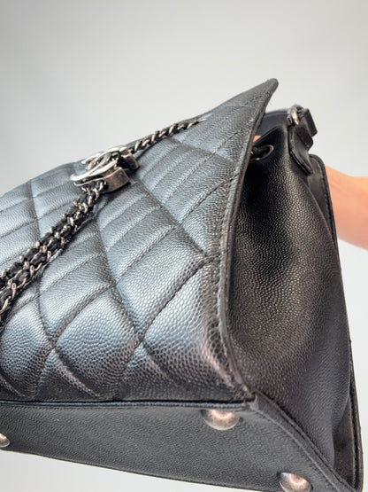 Chanel Small CC Bucket Bag – Black Caviar Leather & Silver Hardware