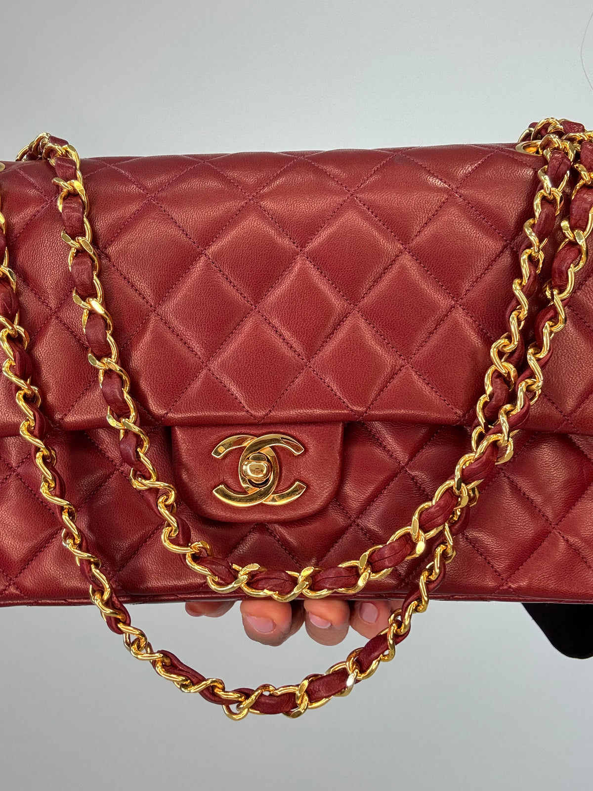 Chanel Vintage Burgundy Lambskin Medium Classic Double Flap