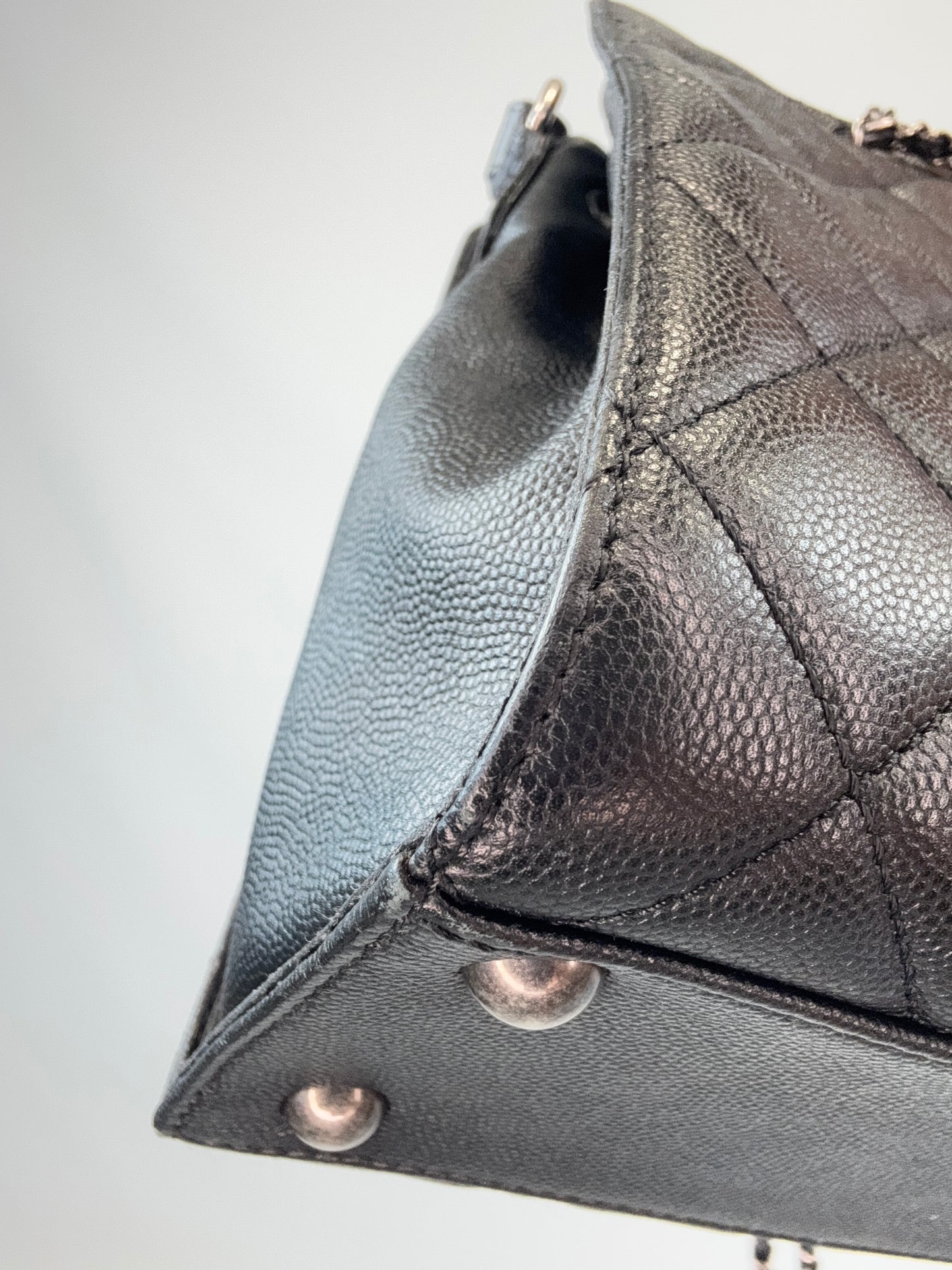 Chanel Small CC Bucket Bag – Black Caviar Leather & Silver Hardware