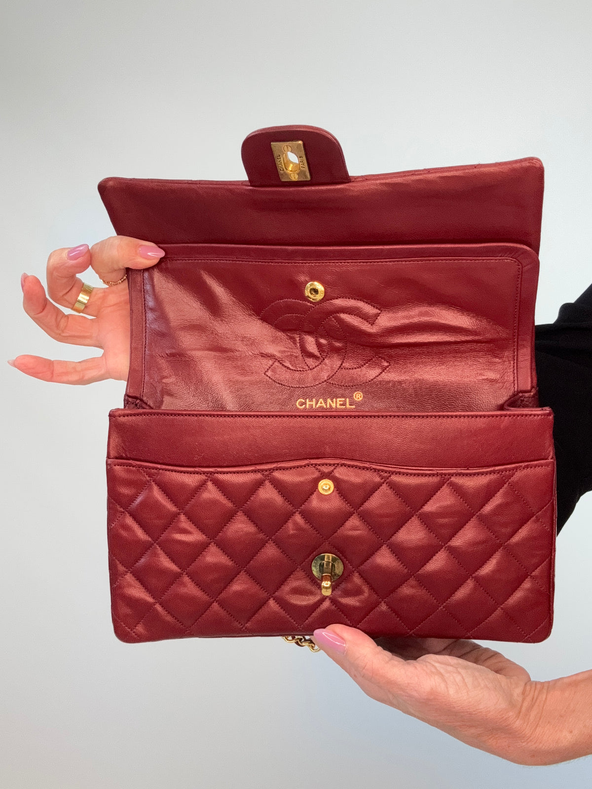 Chanel Vintage Burgundy Lambskin Medium Classic Double Flap