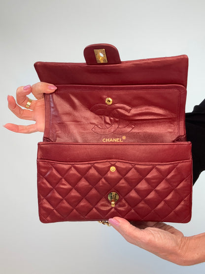 Chanel Vintage Burgundy Lambskin Medium Classic Double Flap