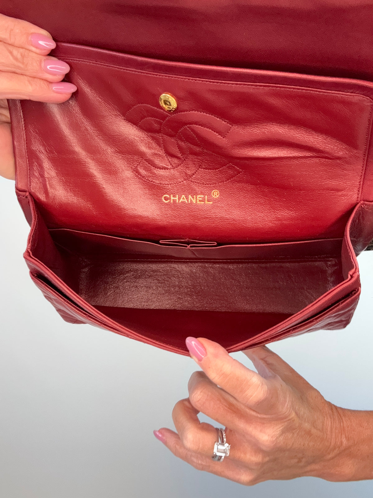 Chanel Vintage Burgundy Lambskin Medium Classic Double Flap