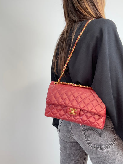 Chanel Vintage Burgundy Lambskin Medium Classic Double Flap