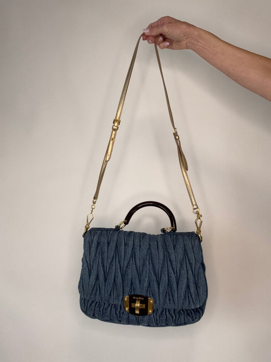 Miu Miu Denim Rare Matelasse  Double Sided Bag