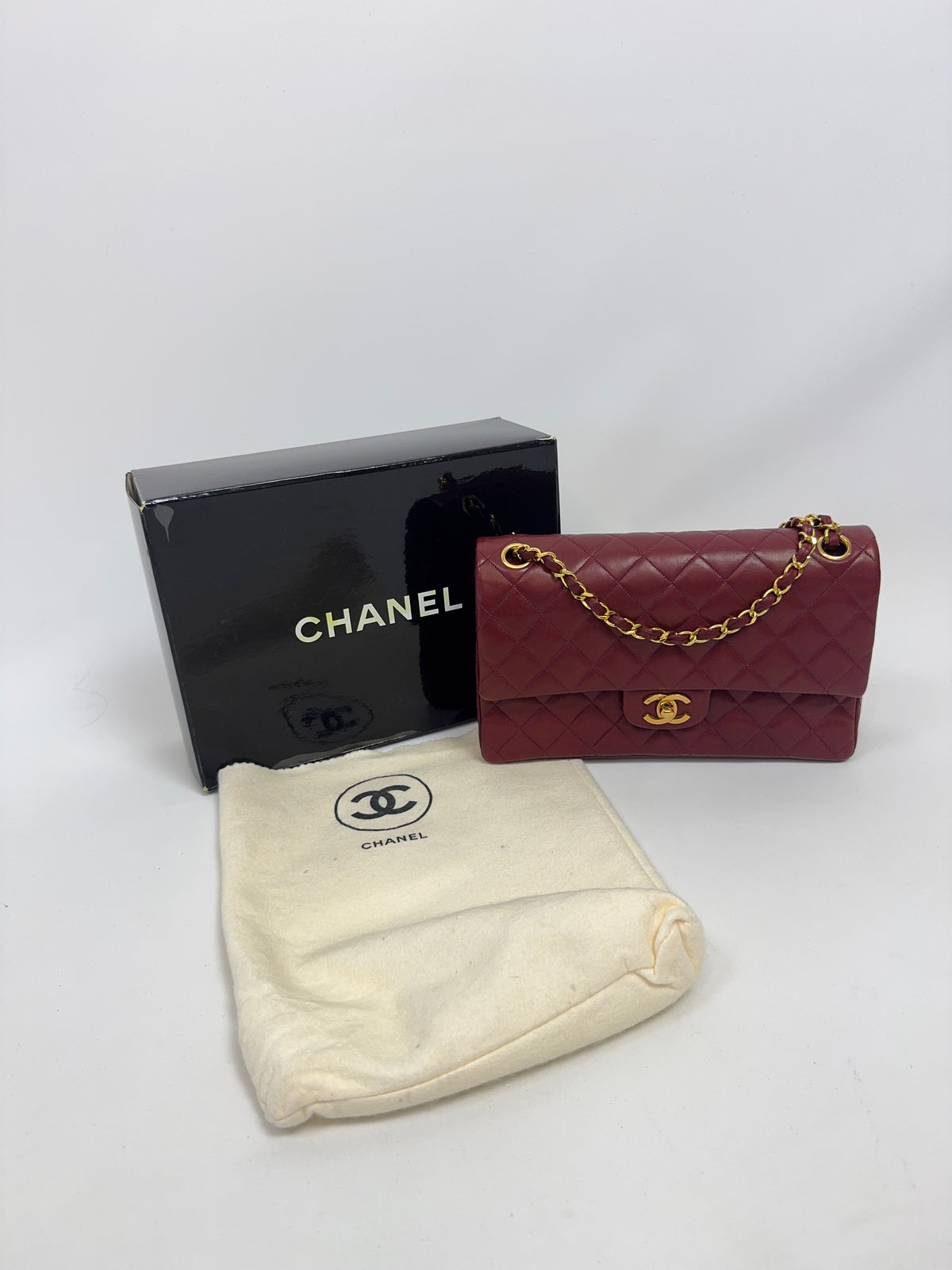 Chanel Vintage Burgundy Lambskin Medium Classic Double Flap