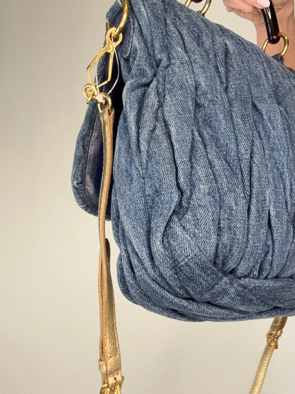 Miu Miu Denim Rare Matelasse  Double Sided Bag