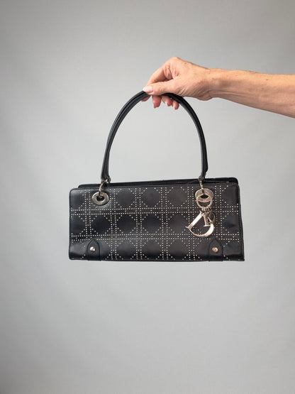 Christian Dior Vintage East-West Studded Cannage Leather Bag
