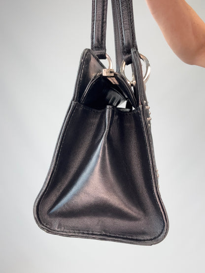 Christian Dior Vintage East-West Studded Cannage Leather Bag