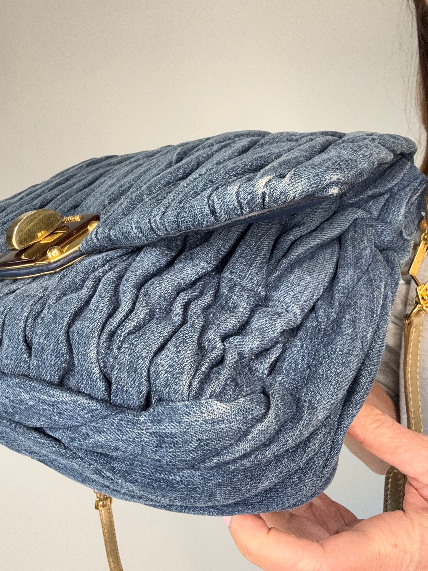Miu Miu Denim Rare Matelasse  Double Sided Bag