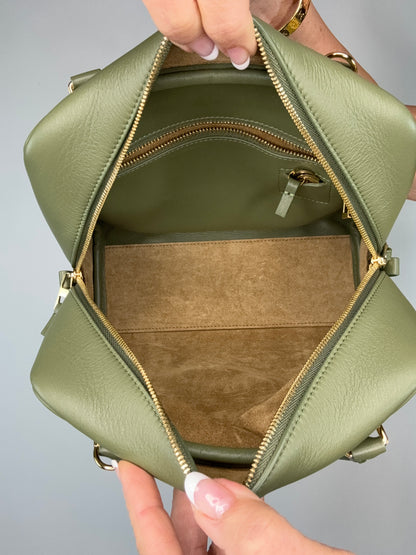 Loewe Amazona 19 Square Anagram Jacquard and Leather Top Handle Bag - Avocado Green