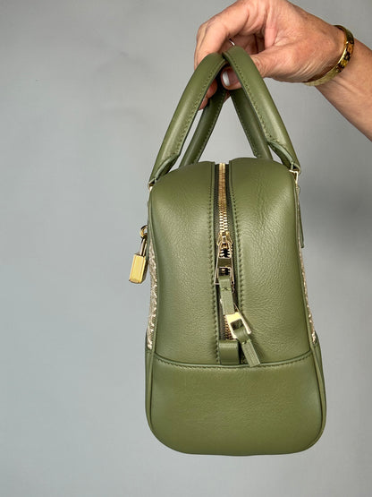 Loewe Amazona 19 Square Anagram Jacquard and Leather Top Handle Bag - Avocado Green