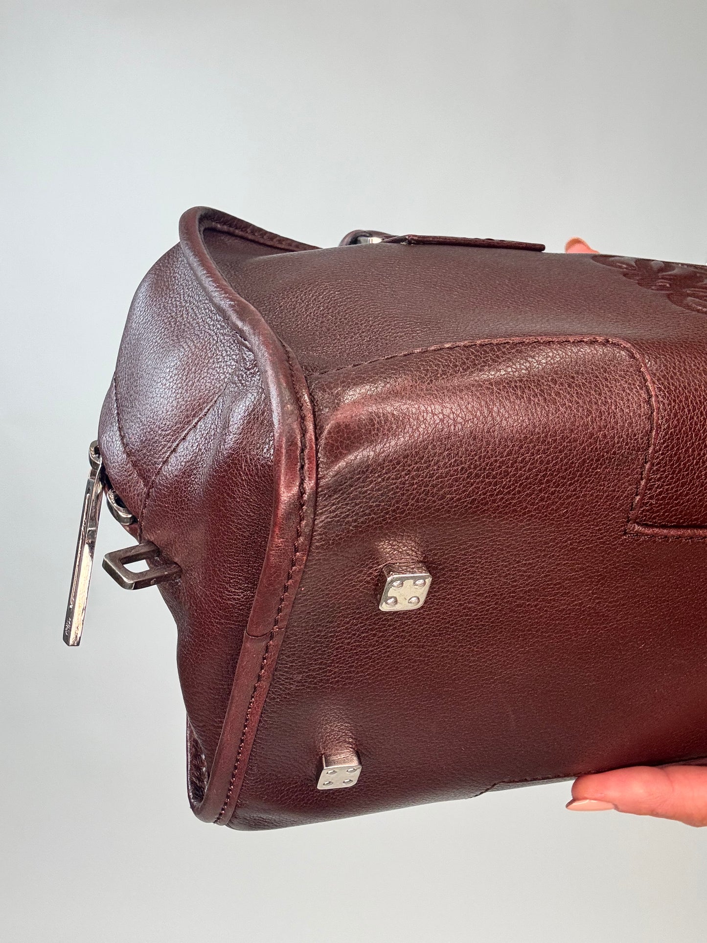 Loewe Amazona 28 Calfskin Leather Satchel  - Burgundy Brown
