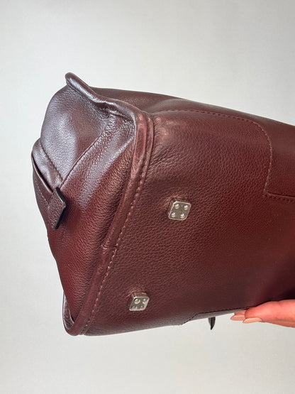 Loewe Amazona 28 Calfskin Leather Satchel  - Burgundy Brown