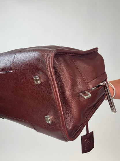 Loewe Amazona 28 Calfskin Leather Satchel  - Burgundy Brown