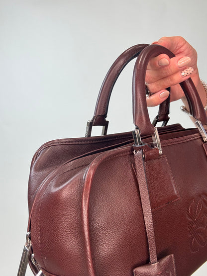 Loewe Amazona 28 Calfskin Leather Satchel  - Burgundy Brown