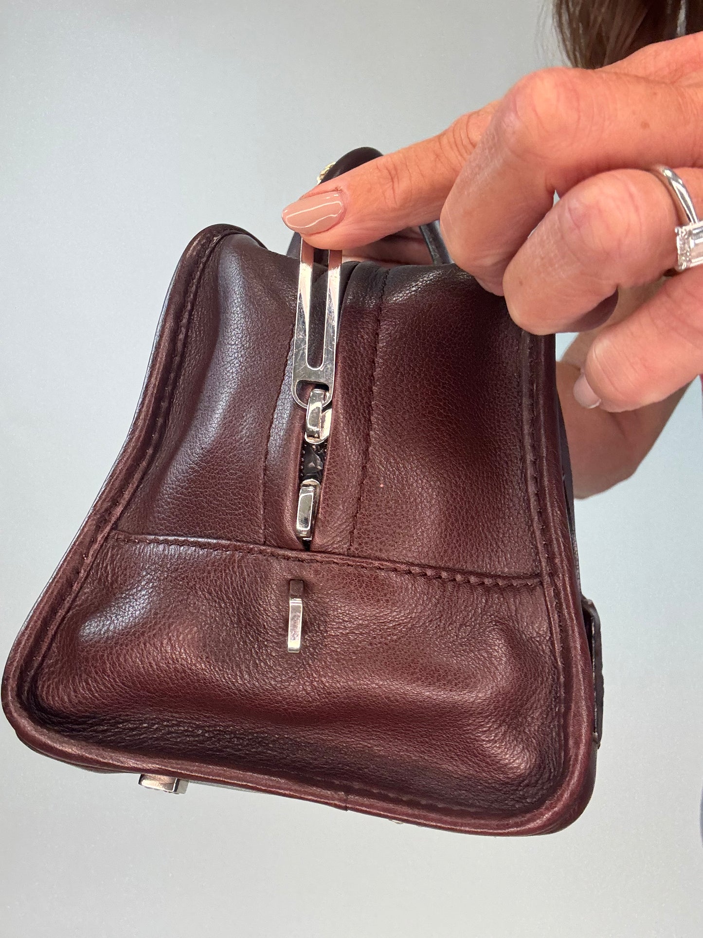 Loewe Amazona 28 Calfskin Leather Satchel  - Burgundy Brown