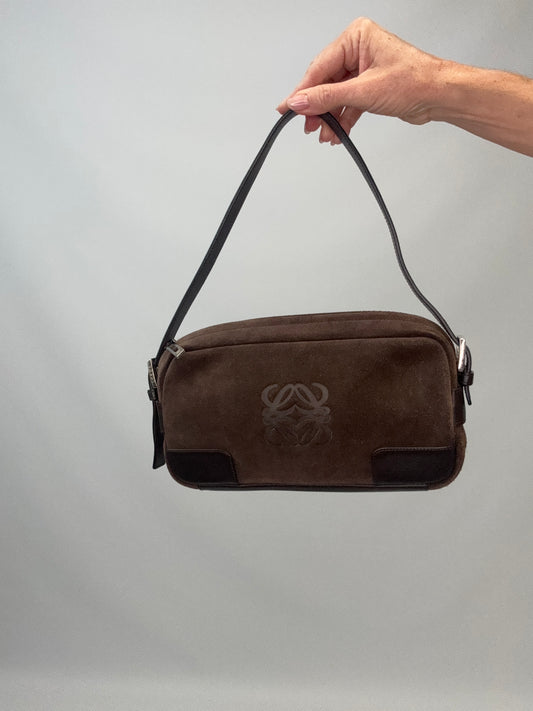 Loewe Anagram Suede Handbag - Brown