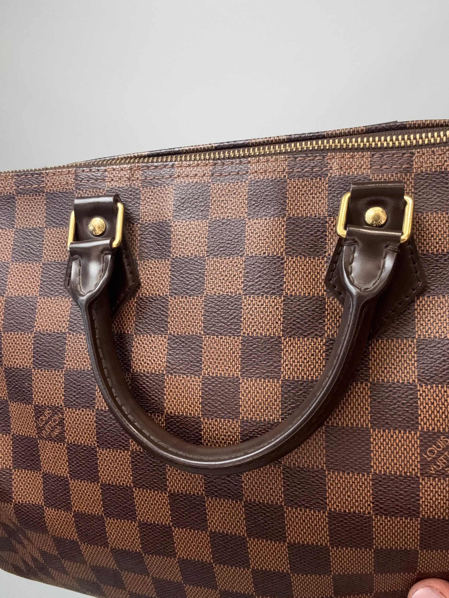 Louis Vuitton Damier Ebene Speedy 35 interior of back top handle